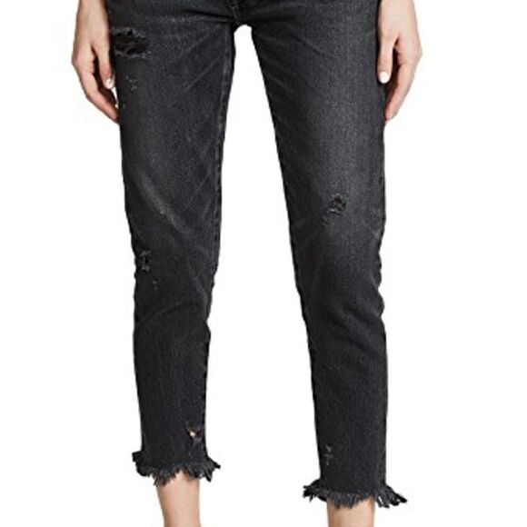 Moussy Vintage MV Kelley Distressed Tapered Jeans In Black Size 24 NWT - Picture 4 of 10